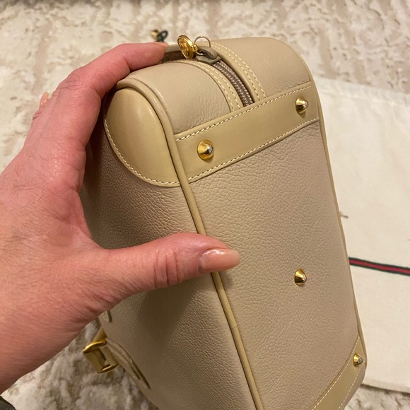 Authentic Gucci Vintage Leather Satchel Tote EUC Bone - Picture 9 of 13